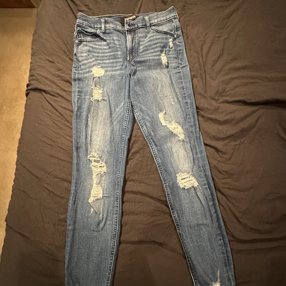 Express Distressed Skinny Jeans ankle high rise sz 8